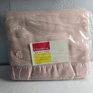 Coperta Chatham acrilico rayon rosa vintage bordo raso 72x90" doppia igienizzata - Foto 1 di 4