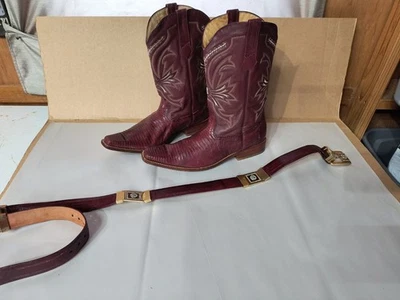 BOTAS Los Altos Western Wear CUERO Genuino Lagarto Teju Talla 12 EE Y CINTURÓN Talla 44 Foto 1 de 4