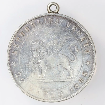 1848 Italy State of Venice Silver 5 Lire • Bezel - Image 1 of 2