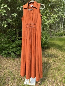 Maxi colletto senza maniche arricciato Calvin Klein arancione garza nuovo con etichette taglia 4 - Foto 1 di 4