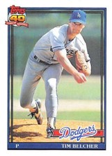 1991 Topps #25 Tim Belcher Baseball Los Angeles Dodgers 