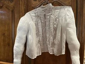 Antique White Blouse VictorianEdwardian Lace Cotton Lawn BLOUSE SMALL EXCELLENT - Picture 1 of 24