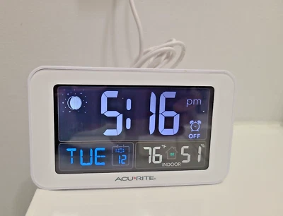 AcuRite 13040CA Intelli-Time Clock with Indoor Temperature W/ADAPTER - Tested! - Image 1 of 4