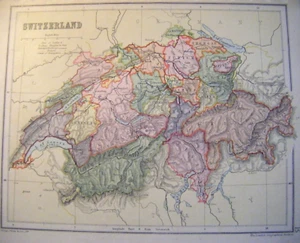 Antique Switzerland Map c1897 - Picture 1 of 3