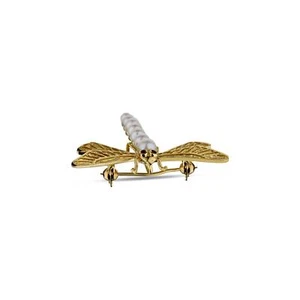 14K Yellow Gold Ruby Pearls Graduate Dragon Fly Pin & Pendant - Picture 1 of 3