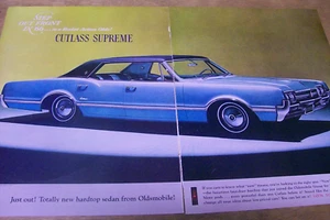Original 1966 Oldsmobile Cutlass Supreme 2-Page Magazine Ad  - Picture 1 of 1