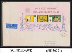 GHANA - 1967 50th ANNIVERSARY OF BOY SCOUT MOVEMENT MS FDC - Picture 1 of 1