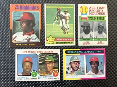 Lot of 5: Topps Lou Brock St. Louis Cardinals 1973, 1975, 1976, 1979 VG-EX - Image 1 of 4