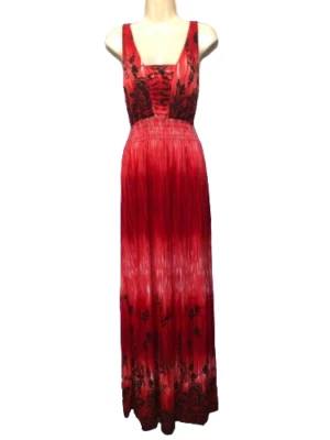 Fashion Maxi Dress Size XXL Red Floral Print Sleeveless Stretch Women's Juniors - Image 1 of 4