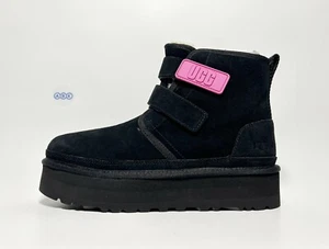 UGG Neumel Platform Suede Wool Lined Boots Black Pink Teens UK Size 5 EUR 38 - Picture 1 of 21