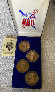 Bronze Medal Medallion, 4 Coin Set, Champions, Babe Ruth, Lombardi, Thorp, Jones