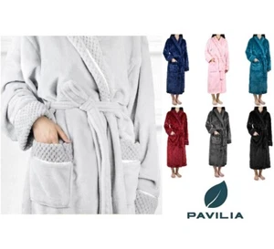 Mujeres Peluche Cálido Vestido de Lanza con Borde de Gofres Satén Largo Spa Vestido de Noche - Imagen 1 de 92