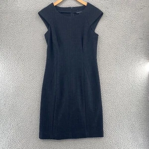 Banana Republic Dress Womens 10 Black Wool Sheath Mini Cap Sleeve Office Career - Picture 1 of 11