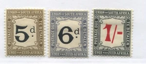 South Africa 1914 Postage Dues 5d, 6d, and 1/ mint o.g. hinged - Picture 1 of 1