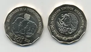 Mexico 20 Pesos 2021 , Bi-Centenary Bi-Metallic KM New UNC Coin Unc - Picture 1 of 3