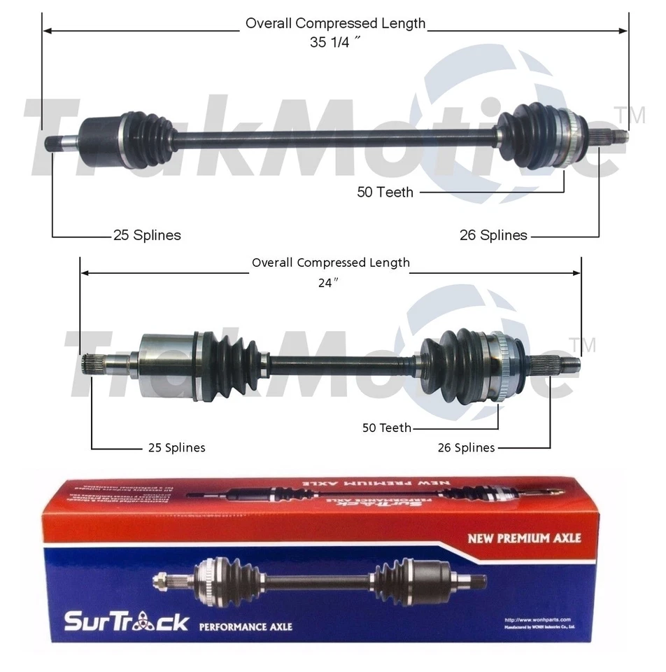 Комплект из 2 передних осевых валов SurTrack для Honda Civic DX LX HX EX с ручной коробкой передач - Изображение 1 из 1