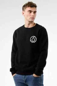 Volcom Reload Crew Mens Washed Black jumper pullover stone Small - Picture 1 of 2