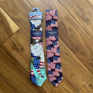 AMERICAN LIFESTYLE Men's OS Neck Tie Patriotic Flag Eagle Statue Of Liberty New￼ - Picture 1 of 10