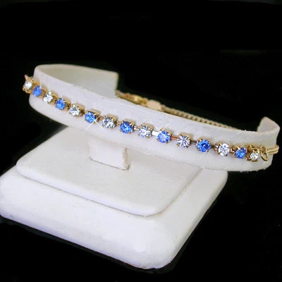 ВСЕ РАЗМЕРЫ 9-14 «Сапфир синий австрийский кристалл 10» 14K GL женщины лодыжки + GUAR - Изображение 1 из 4