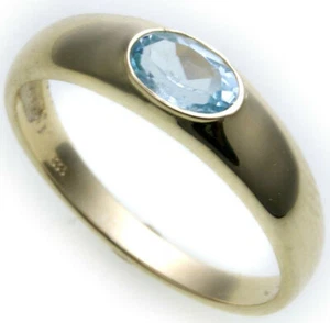 Bestpreis Damen Ring echt Gold 333 Topas 8kt Gelbgold Blautopas made in Germany - Picture 1 of 32