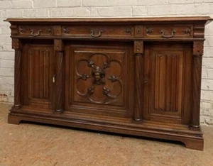 ARRIVES MAR 2026: Antique French Gothic Revival Sideboard/Buffet in Walnut - Picture 1 of 8