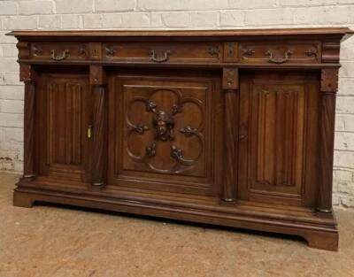 ARRIVES MAR 2026 Antique French Gothic Revival Sideboard Buffet in Walnut - Image 1 of 4