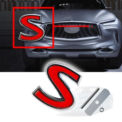 Adhesivo deportivo rojo S parrilla delantera insignia coche con perno de montaje para Infiniti Q50 Q60 Q70 Foto 1 de 4
