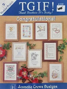 Congratulations TGIF 9 Cross Stitch Patterns By Jeanette Crews b8 - Picture 1 of 3