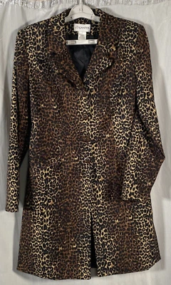 Blazer largo plumero chaqueta negra marrón leopardo 4 vintage Gantos para mujer Foto 1 de 4