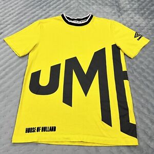 Umbro Soccer Shirt Mens Medium Yellow Black House Of Holland Futbol Casual Logo