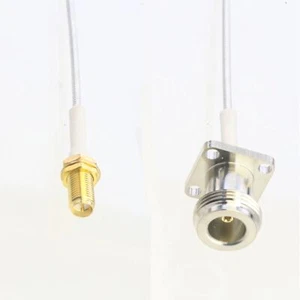 N jack 0.7" Flange to RP-SMA female nut RG405 Flexible Semi-Rigid Jumper 4~40" - Picture 1 of 4