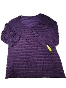 I.N. Studio Petite Women's Eggplant Layered Ruffle Top P/L Blouse NWTs, See Pics - Picture 1 of 7