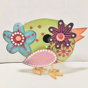 Bird House Home Decor Girls Room Lime Green Wood With Glitter And Metal Accents - Picture 1 of 7