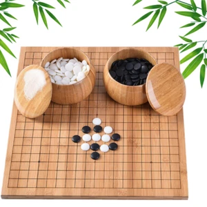 Weiqi Go Game Set Bamboo Board Chinese Strategy Board Game /Chess Pieces & Bowls - Picture 1 of 15