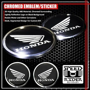PAIR 2.5" CHROMED 3D EMBLEM DECAL FAIRING/FENDER  REFLECTIVE HONDA WING LOGO - Picture 1 of 1