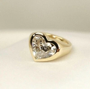 2 Ct Heart-Cut VS1/G Lab Grown Diamond Bezel Set Engagement Ring 14k Yellow Gold - Picture 1 of 3