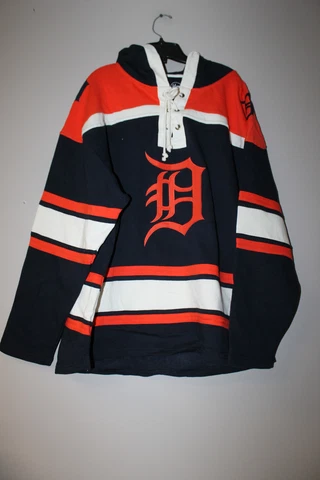 New MLB Detroit Tigers old time jersey style mid weight cotton hoodie men S Cover