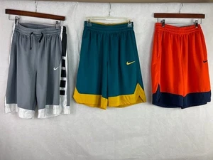Set of 3- Nike Dri-Fit Athletic Basketball Shorts Men's Small Gray, Green, Orang - Picture 1 of 8
