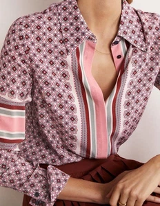 Boden Womens 4R Placement Print Shirt Blouse Long Sleeve Geometric Office Career - Picture 1 of 8