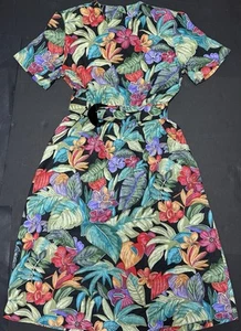 Vestido De Colección Jean Leslie Para Mujer Talla 10 M con Cinturón Tropical Años 90 80 Colorido EE. UU. - Imagen 1 de 14