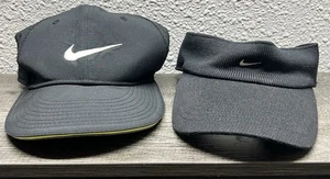 Nike Golf Two Tone Blk & Green OSF All Hat And Nike Black Adjustable Vizor - Picture 1 of 12