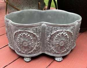 Vintage Kunstblei viktorianischer Stil Jardiniere Pflanzgefäß Pfotenkralle Fuß überbacken - Bild 1 von 9