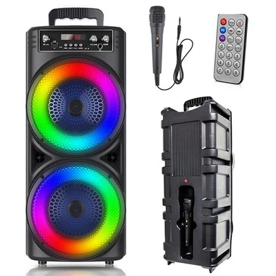 6000W Subwoofer Portable Bluetooth PA Speaker System Heavy Bass Sound w/Mic - Image 1 of 4
