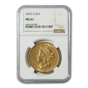 1872-S $20 Liberty Gold Double Eagle MS-61 NGC - Picture 1 of 3