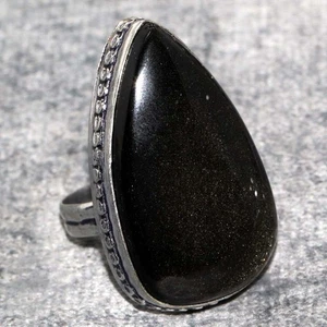 Silver Obsidian 925 Silver Plated Ring US 7.5 Independence Day Sale MJ - Picture 1 of 3