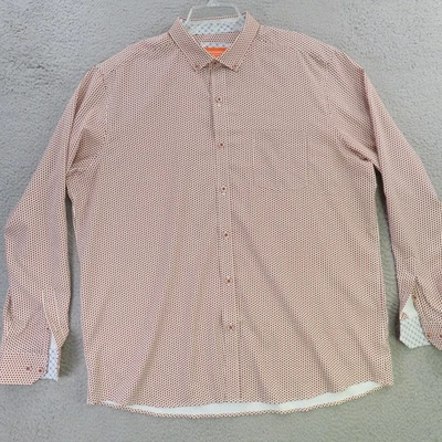 Johnston Murphy Shirt Mens XL Orange Polka Dot Long Sleeve Flip Cuff Performance - Image 1 of 4