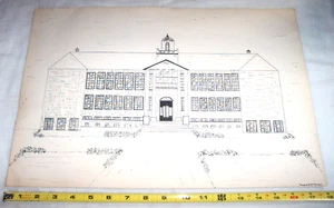 Braintree High School Massachusetts 1965, dibujo a tinta vintage, Pamela Blevins - Imagen 1 de 6