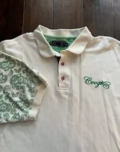 Coogi Men’s 3XL Polo Short Sleeve Shirt White W/Green Paisley Embroidered Vntg - Picture 1 of 7