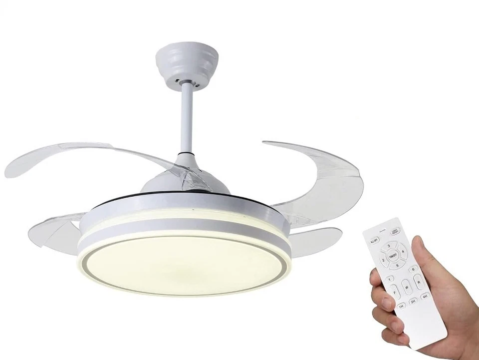 Ventilatore Soffitto con Lampada LED 40W 6 Velocità Pale Richiudibili F20014-LP