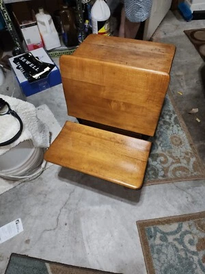 Antique Cast Iron Wood Folding School Desk  - Image 1 of 4